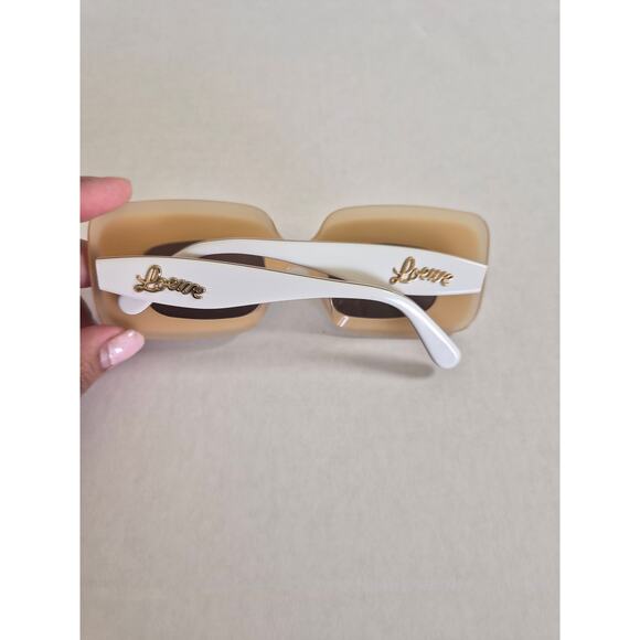 Loewe x Paula\'s Ibiza  Layered Rectangular Frame Sunglasses White and Beige main image 4